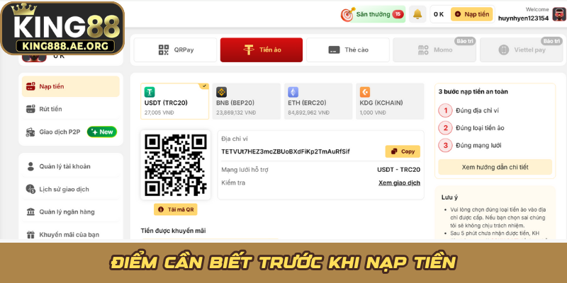 Điểm cần biết trước khi nạp tiền Điểm cần biết trước khi nạp tiền