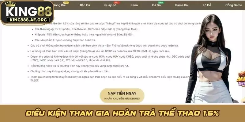 Điều kiện tham gia hoàn trả thể thao 1.6%
