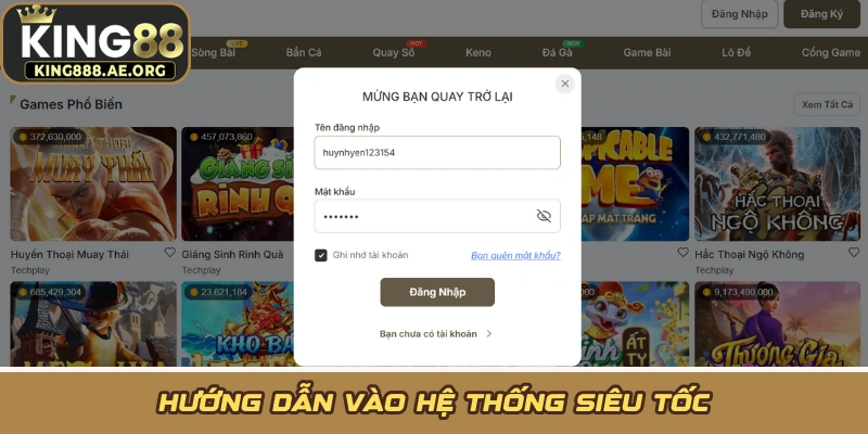 Hướng dẫn vào hệ thống siêu tốc