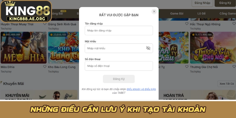 Những điều cần lưu ý khi tạo tài khoản