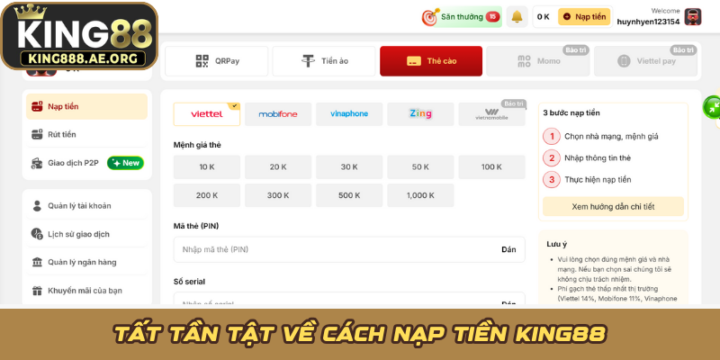 Tất tần tật về cách nạp tiền KING88 Tất tần tật về cách nạp tiền KING88